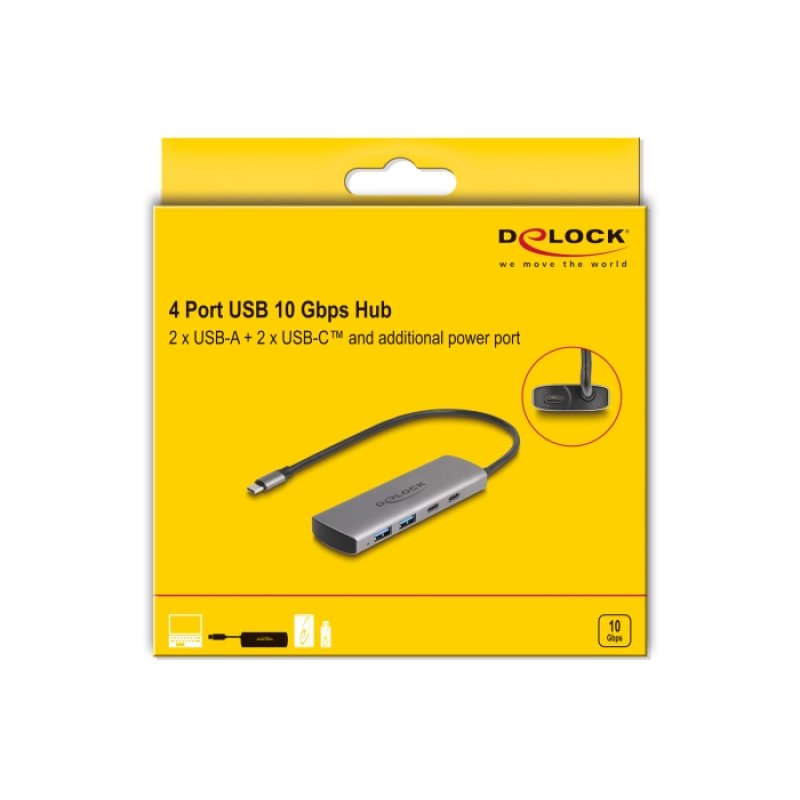 DeLOCK 64299 interface hub USB 3.2 Gen 1 (3.1 Gen 1) Type-C 10000 Mbit/s Grey