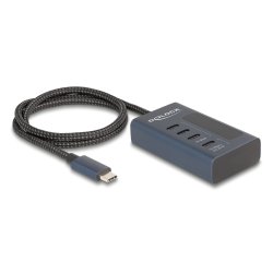 DELOCK USB 10 Gbps Hub mit 4 USB Type-C Ports davon 3 x Datenport 1 x Daten und PD 20 Watt mit Leistungsanzeige