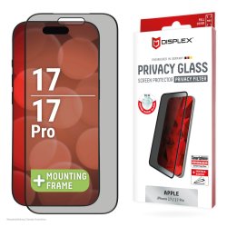 Displex Privacy Screen Protector (10H) for Apple iPhone 17/17 Pro, Eco Mounting Frame, Privacy Filter