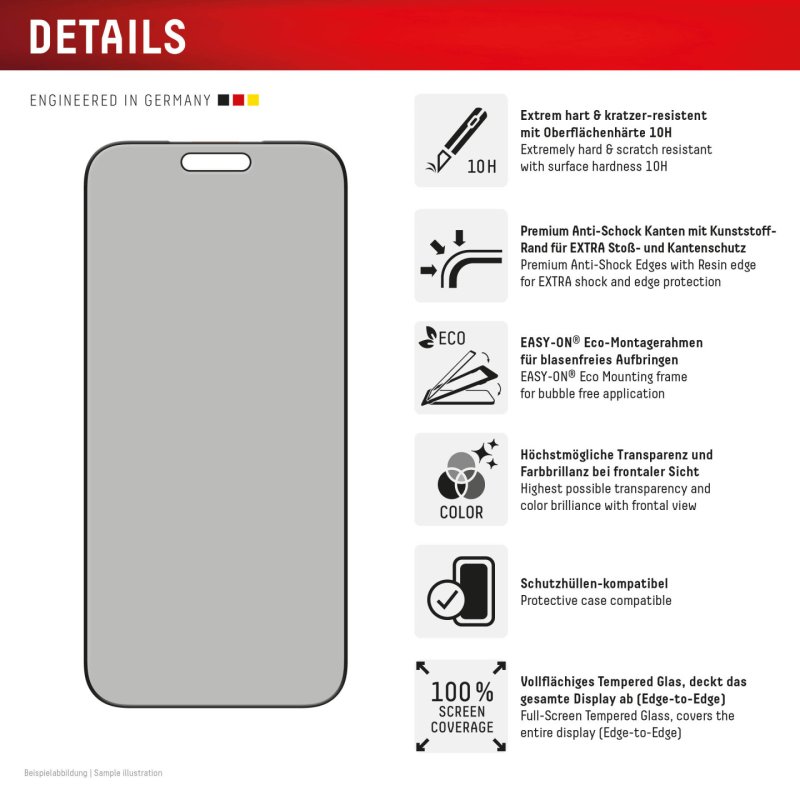 DISPLEX Privacy Glas für Apple iPhone 17 Pro Max