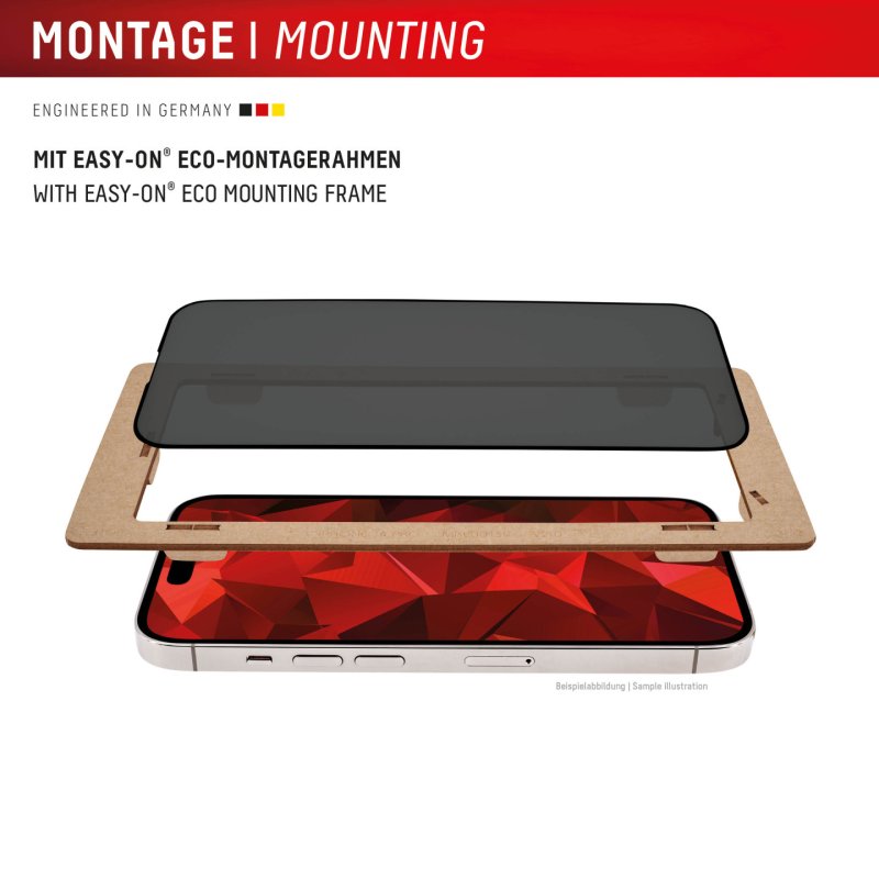 Displex Privacy Screen Protector (10H) for Apple iPhone 17 Pro Max, Eco Mounting Frame, Privacy Filter