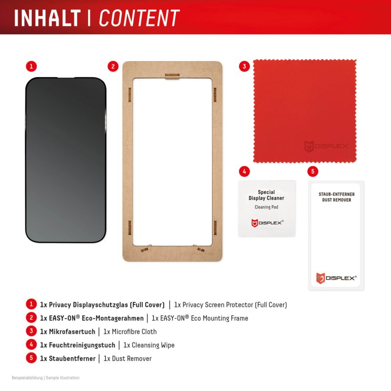 Displex Privacy Screen Protector (10H) for Apple iPhone 17 Pro Max, Eco Mounting Frame, Privacy Filter