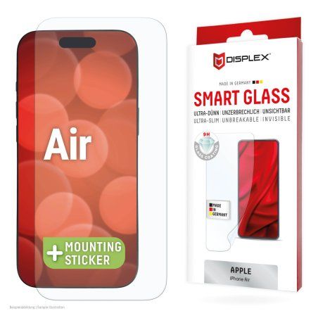 Displex Smart Glass (9H) for Apple iPhone Air, Mounting Sticker, unbreakable
