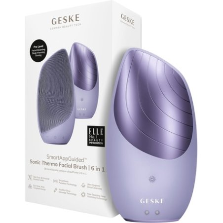 GESKE SmartAppGuided Sonic Thermo Facial Brush 6 in 1 Skin Cleansing Brush with Heat Function Face Massager Electric