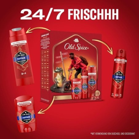 Old Spice Urban Traveller Gift Set with Captain Deodorant Stick, Deodorant Spray, and Shower Gel