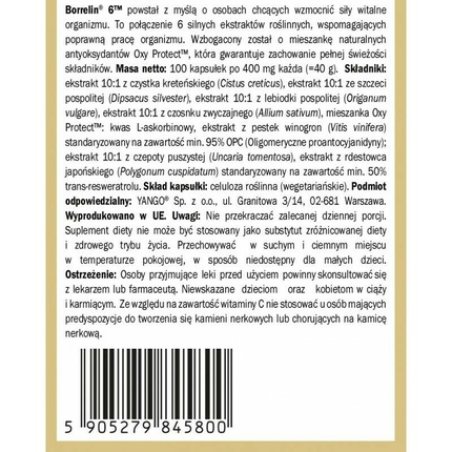 YANGO Borrelin 6 Lyme Borreliosis Support 100 Vegan Capsules