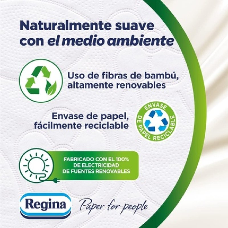 Regina Soft Bamboo Toilet Paper 8 Rolls 3 Layers 160 Sheets Natural Softness
