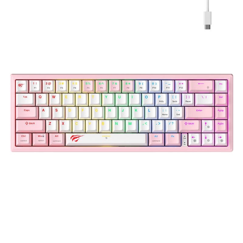 Havit KB874L RGB Mechanical Gaming Keyboard (pink and white)