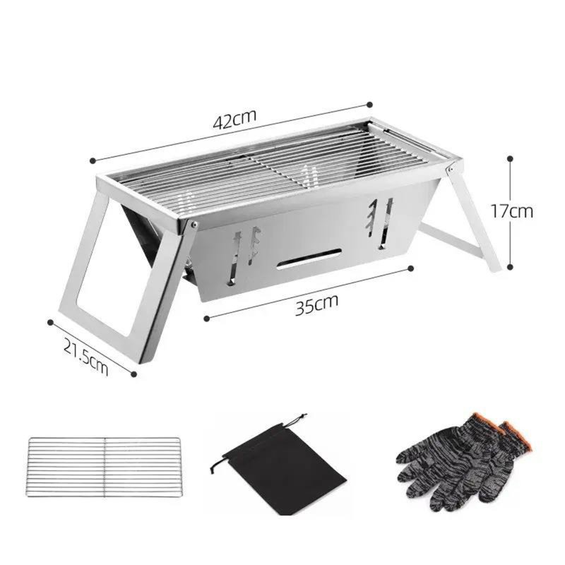 Herzberg HG-04159: Foldable Tabletop Stainless Steel Barbeque Grill