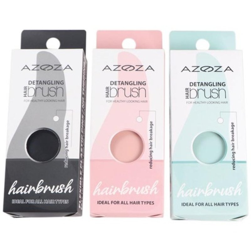 Azoza Detangling Hairbrush - Assorted Colors: Black, Pink, Light Green