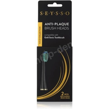 SEYSSO Gold Collection Anti-Plaque Brush Heads Toothbrush Replacement Heads 2pcs Compatible with Sonic Toothbrush