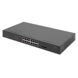 Digitus 16-Port Gigabit Netzwerkswitch, 19 Zoll, unmanaged,2 Uplink Ports, SFP