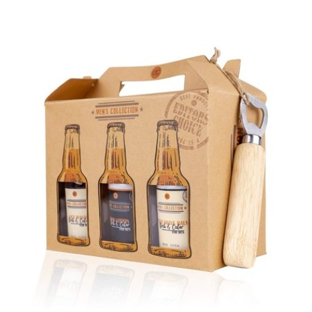 Accentra Sixpack Gift Set for Men with Bottle Opener in Beer Carrier - 7 Piece Beer Care Set with Shower Gel, After