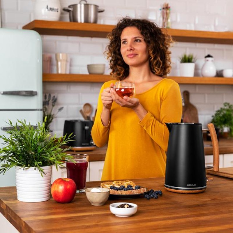 Cecotec 01479 electric kettle 1.7 L 3000 W Black, Wood