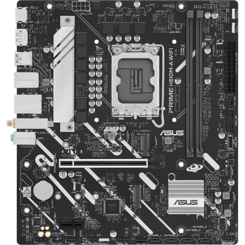 Asus PRIME H810M-A WIFI, Intel H810, 1851, Micro ATX, 2 DDR5, HDMI, DP, Wi-Fi 6E, GB LAN, 2x M.2