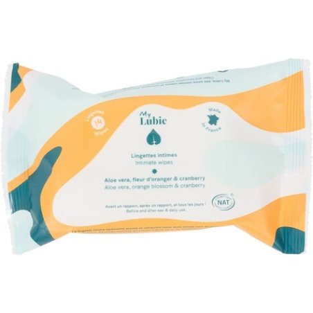 MY LUBIE Natural Soothing Intimate Wipes - Cranberry, Orange Blossom and Aloe Vera 14 Wipes