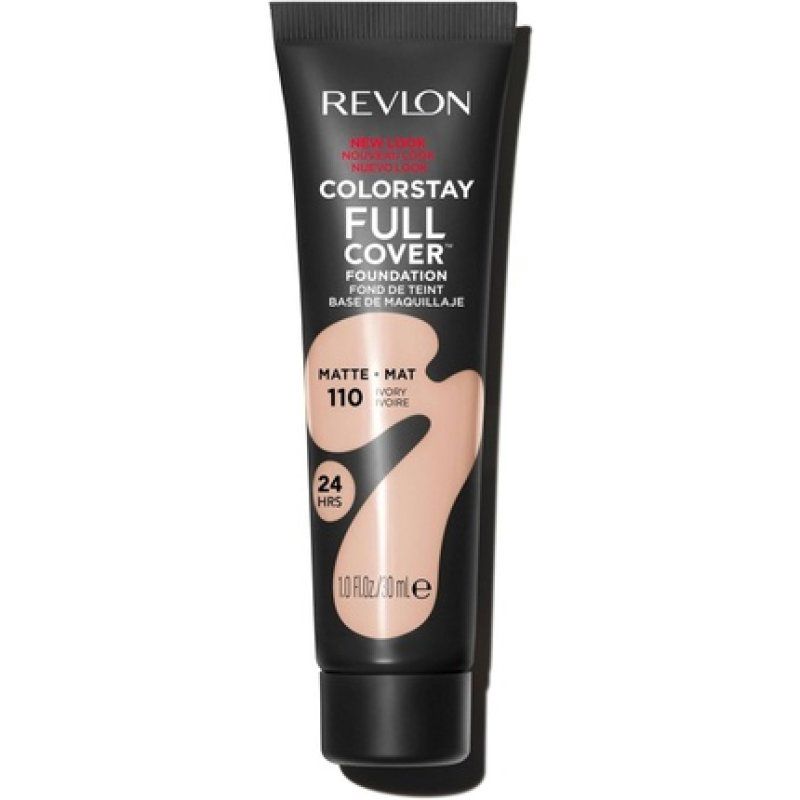 Revlon ColorStay Full Cover Longwear Matte Foundation Heat & Sweat Resistant Lightweight Face Makeup 30ml 110 Ivory