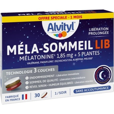 Alvityl Melasommeil Lib Melatonin with 5 Plants Trilayer Tablet