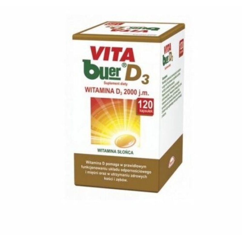 Vita Buer D3 2000 Vitamin D3 Supplement for Immune System and Muscles 120 Capsules