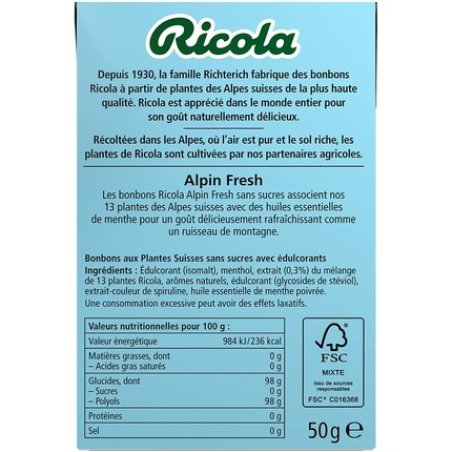Ricola Swiss Herbal Sweets Alpine Fresh Scent