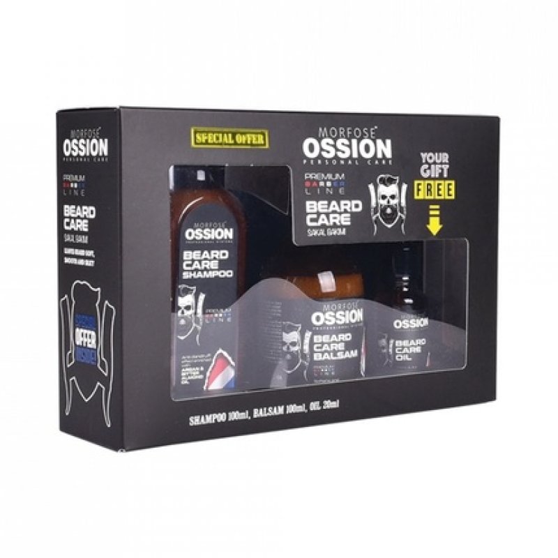 Morfose Ossion Beard Care 3 Piece Set Shampoo Serum Oil