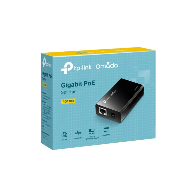 TP-LINK (POE10R) Omada PoE Splitter, IEEE 802.3af Compliant, Selectable Power Output, Gigabit Support, Plug-and-Play