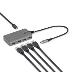 StarTech.com 4-Port USB-C Hub, 5Gbps, Bus Powered, USB C to 4x USB-A Hub with USB-C Auxiliary Power Input, 1ft/30cm