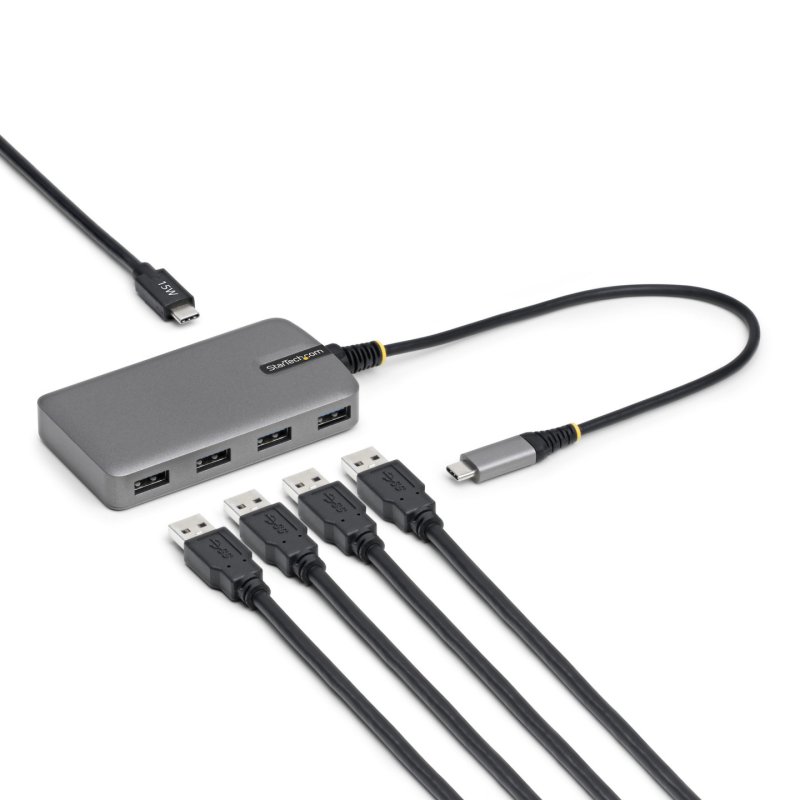 StarTech.com 4-Port USB-C Hub, 5Gbps, Bus Powered, USB C to 4x USB-A Hub with USB-C Auxiliary Power Input, 1ft/30cm