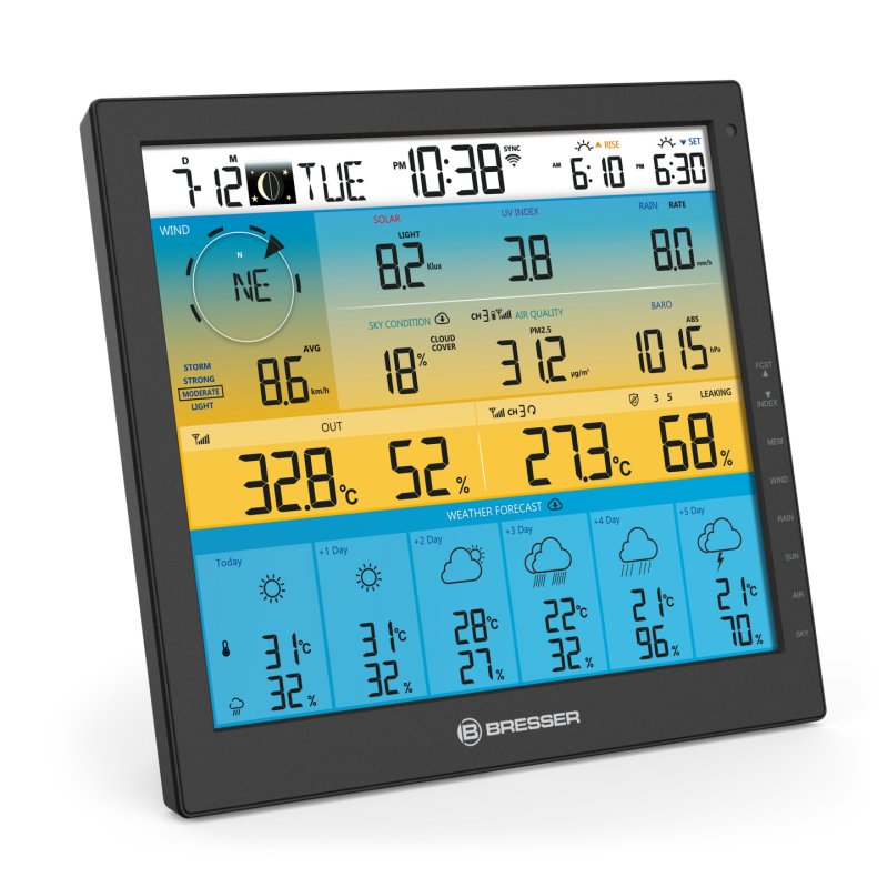 Bresser Optics 7003220 digital weather station Black LCD Battery/Solar Wi-Fi
