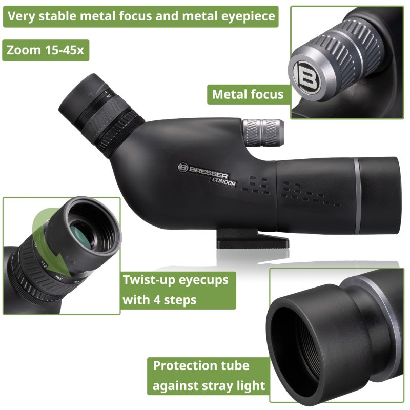 Bresser Optics Condor 15-45x50 Gen. II monoculaire 45x BaK-4 Noir