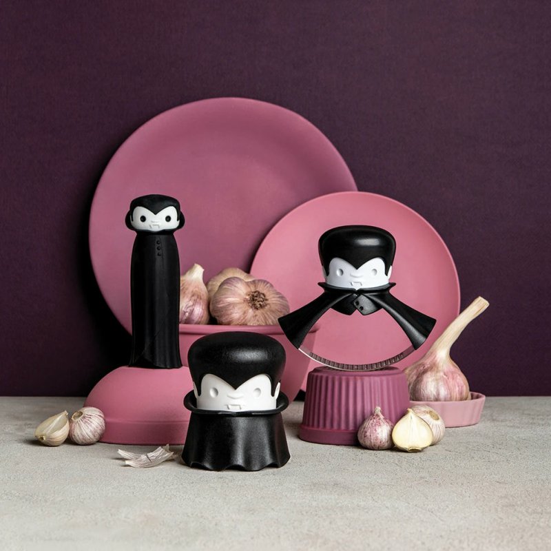 Ototo Design Rockula Plastique, Acier inoxydable Presse-ail de table