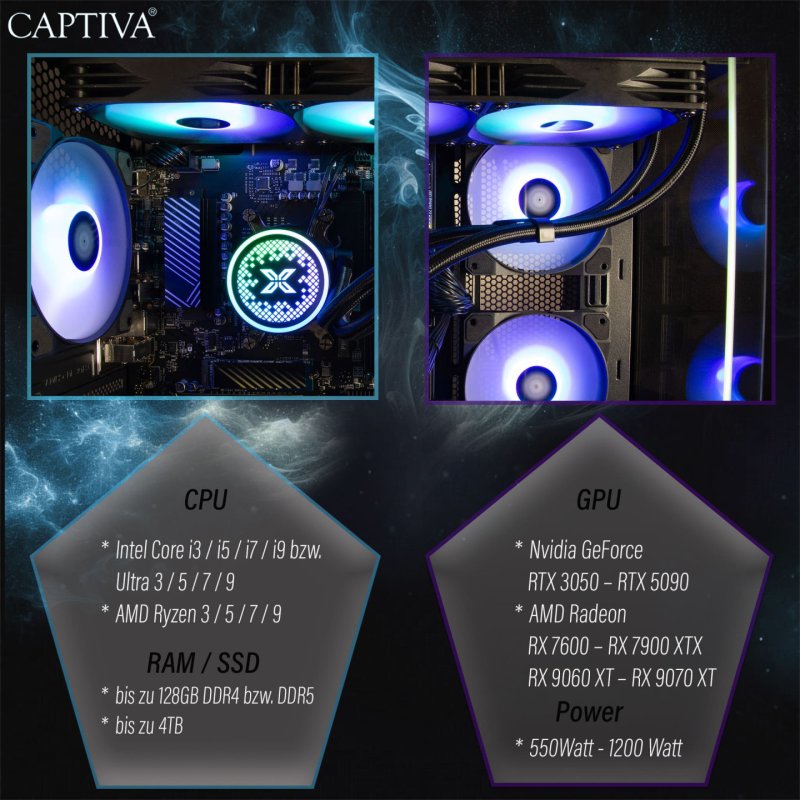CAPTIVA 94170 PC/workstation AMD Ryzen™ 7 5700X 32 GB DDR4-SDRAM 1 TB SSD NVIDIA GeForce RTX 5060 Windows 11 Home