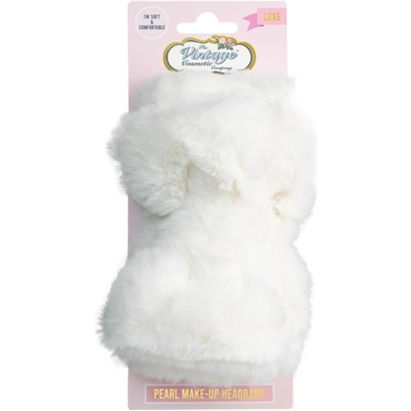 Pearl Makeup Headband White Extra Soft Vintage Cosmetics