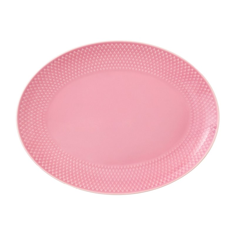 Lyngby Porcelæn - Rhombe Color Oval Serving Dish 28.5x21.5 cm - Rose