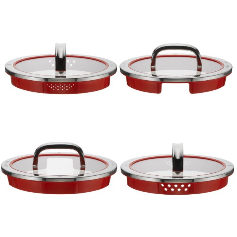 WMF 8900541245 pan lid Round Red, Stainless steel