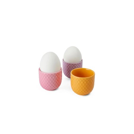 Lyngby Porcelæn - Rhombe Color Egg Cup Set 5 cm - Yellow & Rose & Lilac