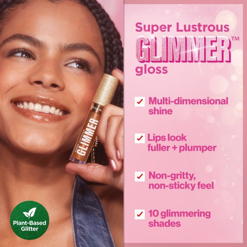 Revlon Super Lustrous Glimmer Gloss Hydrating and Plumping Lip Gloss with Plant Ingredients