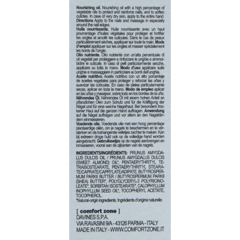 Comfort Zone Specialist Nourishing Hand Oil 15ml Bottle for Soft Nails