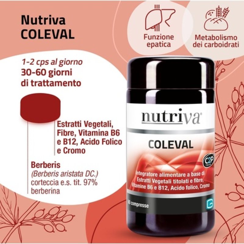 Nutriva Coleval Dietary Supplement for Cholesterol, Homocysteine, and Blood Sugar