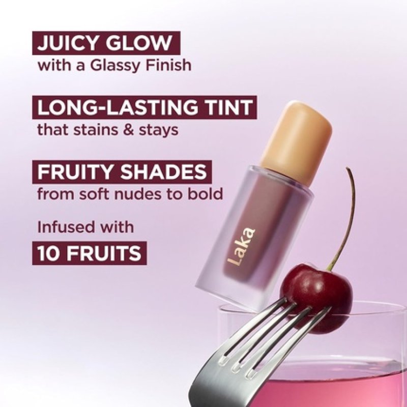 Laka Fruity Glam Tint 45g Glowing Lip Stain with Wide Color