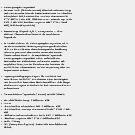 Bicaps Microbacti Composition of 4 Microencapsulated Bacterial Strains