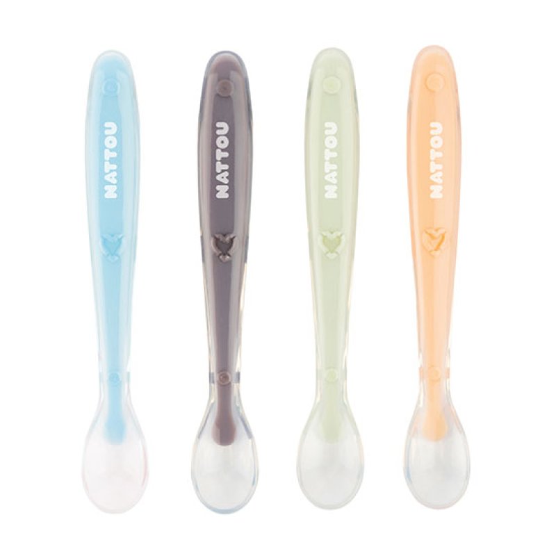 Nattou - Spoon 4-pack Soft Silicone Multi