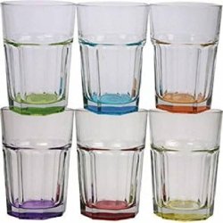 Caipirinha Cocktail Longdrink Glasses Colored Bottom Assorted Colors - Pack of 6