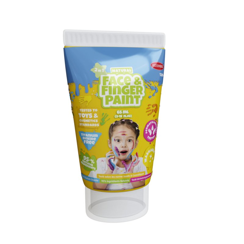 Natural Face & Finger Paint 65 ml - 6 Pack - White, Red, Yellow, Green, Pink, Blue