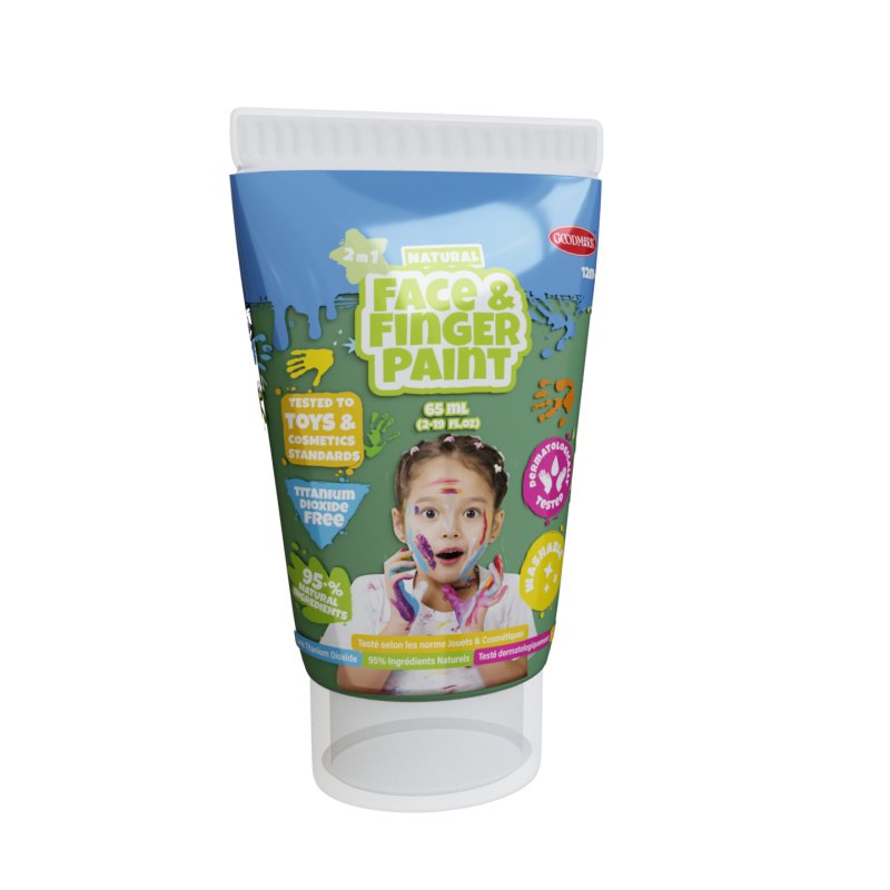 Natural Face & Finger Paint - All-In-One Set - Incl 5-Pack 65Ml - White, Red, Blue, Yellow, Green