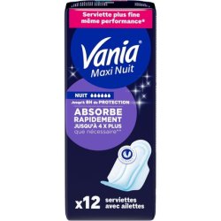 Vania Night Sanitary Towels 12 Pieces with Wings