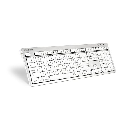Logickeyboard SKB-CWMU-FR clavier Bureau USB AZERTY Français Argent, Blanc