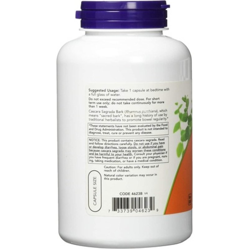 NOW Cascara Sagrada 450mg 250 Veg Capsules