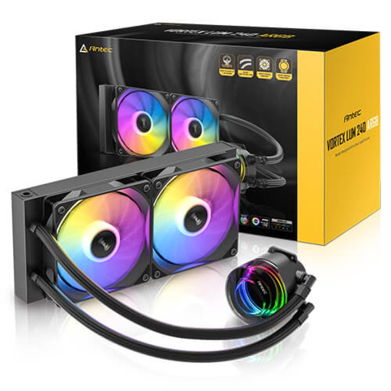 Antec Vortex Lum 240 ARGB Processor Liquid cooling kit 12 cm Black