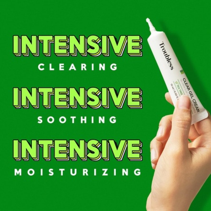 Troubless Clear Gel Cream Acne Treatment for Face 0.5fl oz 15ml